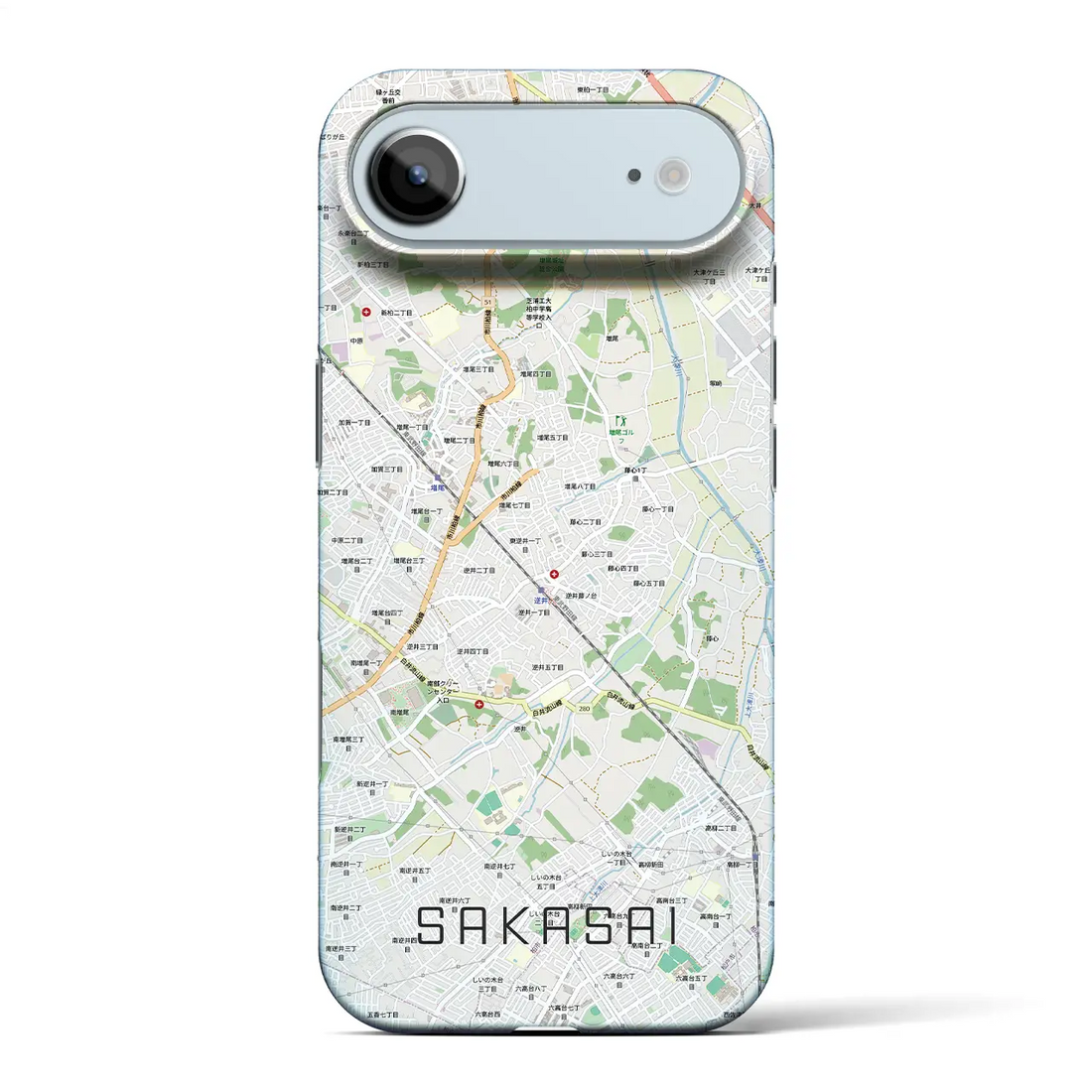 【逆井（千葉県）】地図柄iPhoneケース（バックカバータイプ）ブラック・iPhone 17 Pro Max 用