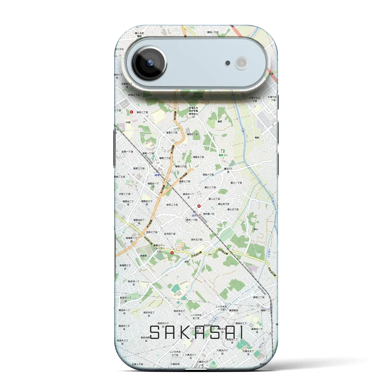 【逆井（千葉県）】地図柄iPhoneケース（バックカバータイプ）ブラック・iPhone 17 Pro Max 用