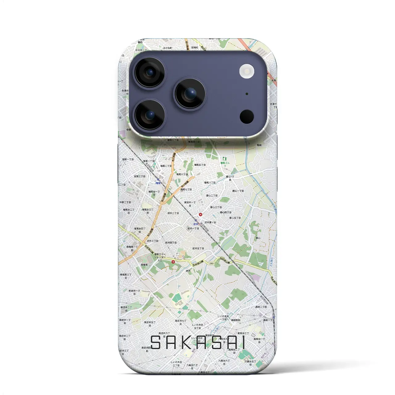 【逆井（千葉県）】地図柄iPhoneケース（バックカバータイプ）