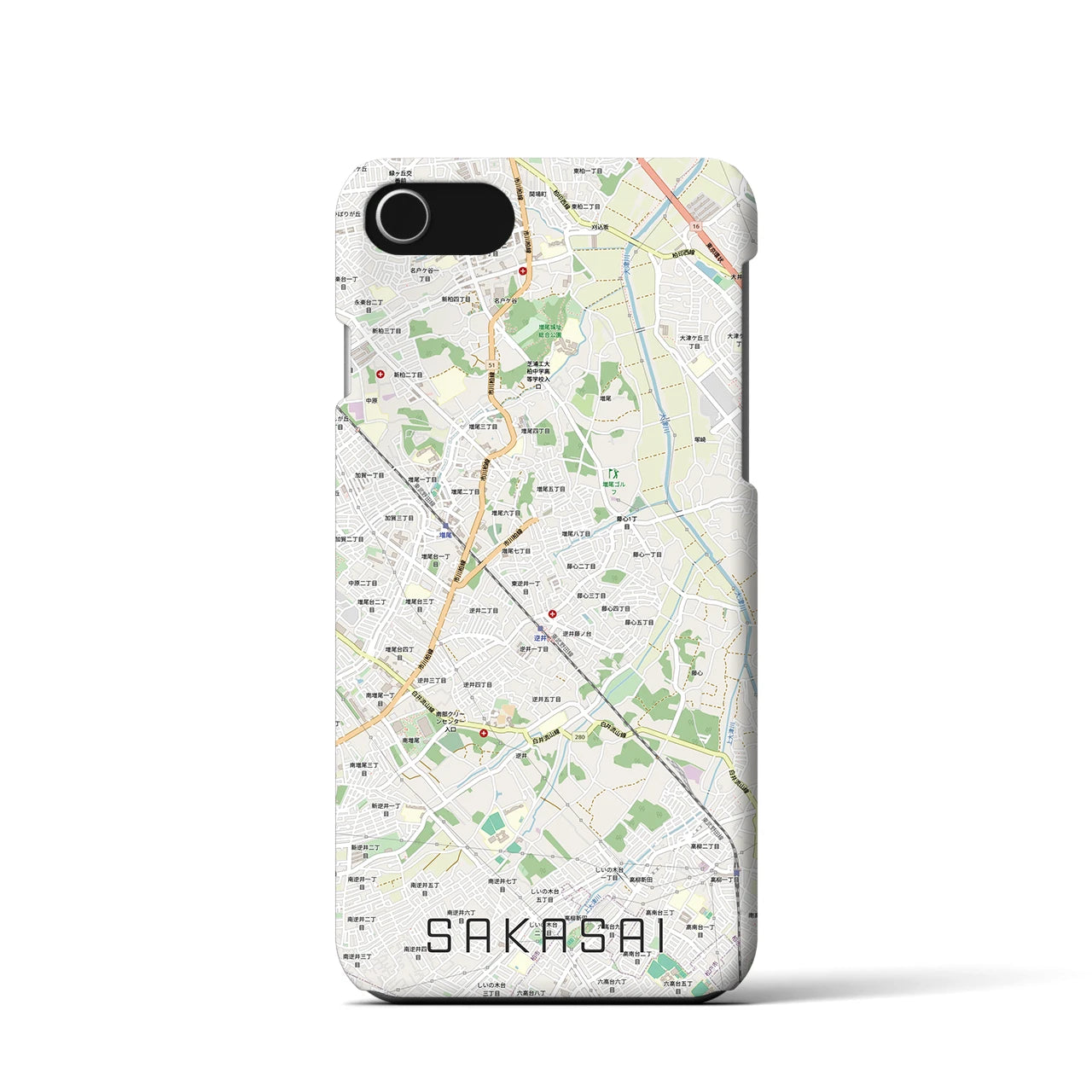 【逆井（千葉県）】地図柄iPhoneケース（バックカバータイプ）
