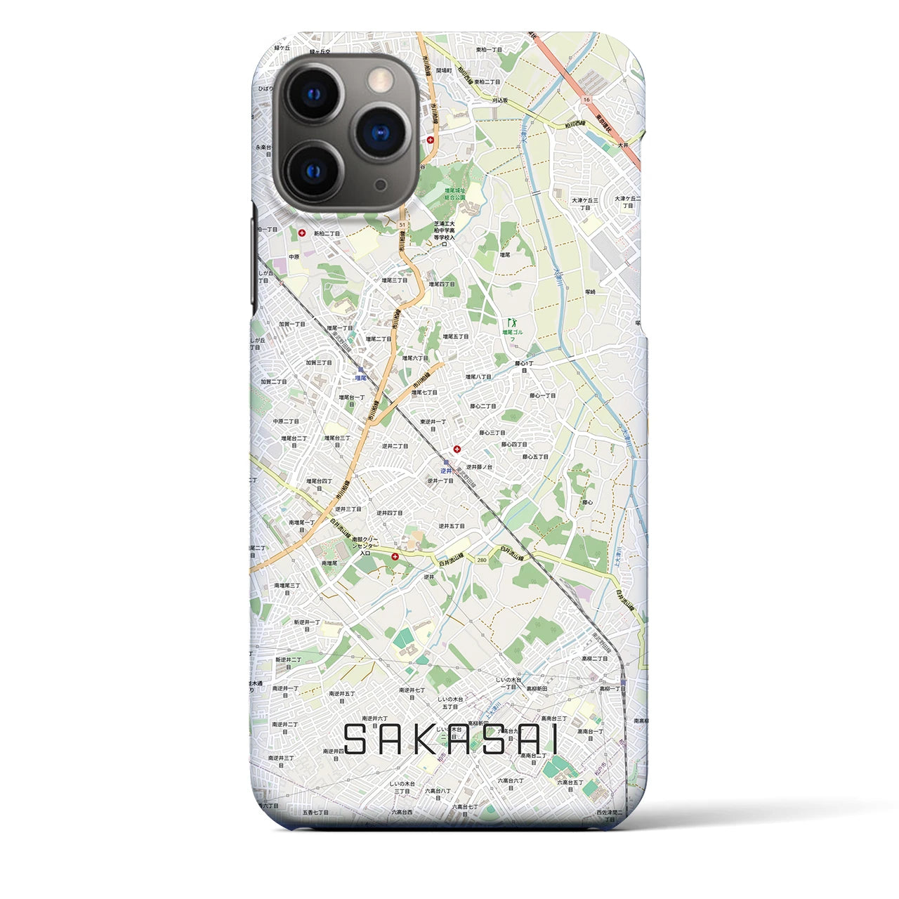 【逆井（千葉県）】地図柄iPhoneケース（バックカバータイプ）
