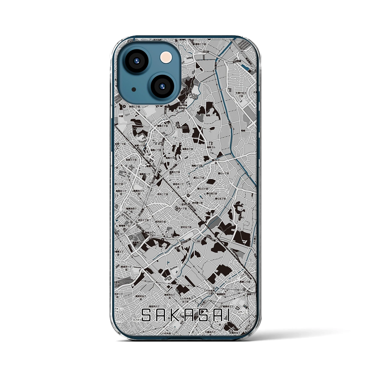【逆井（千葉県）】地図柄iPhoneケース（クリアタイプ）