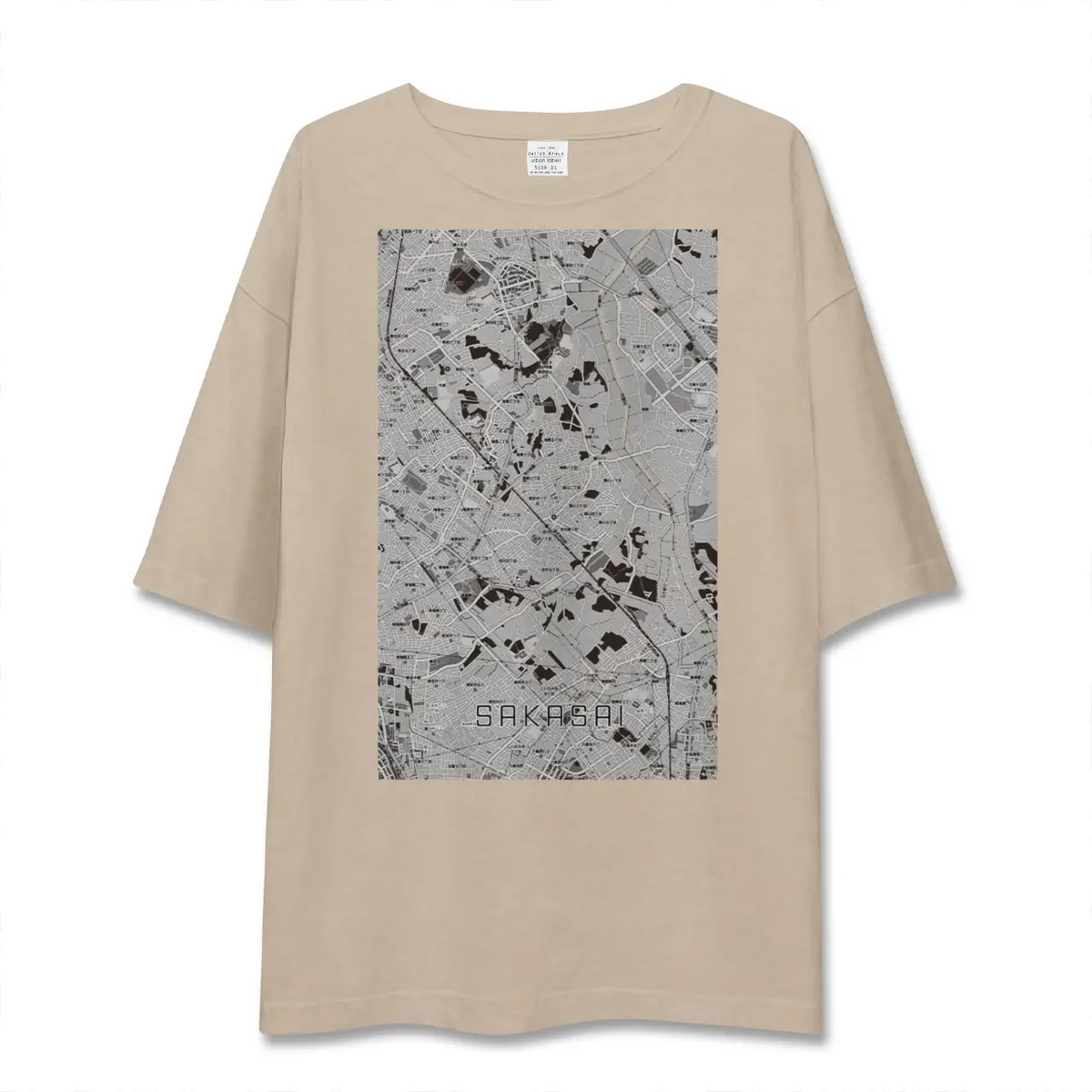 【逆井（千葉県）】地図柄ビッグシルエットTシャツ