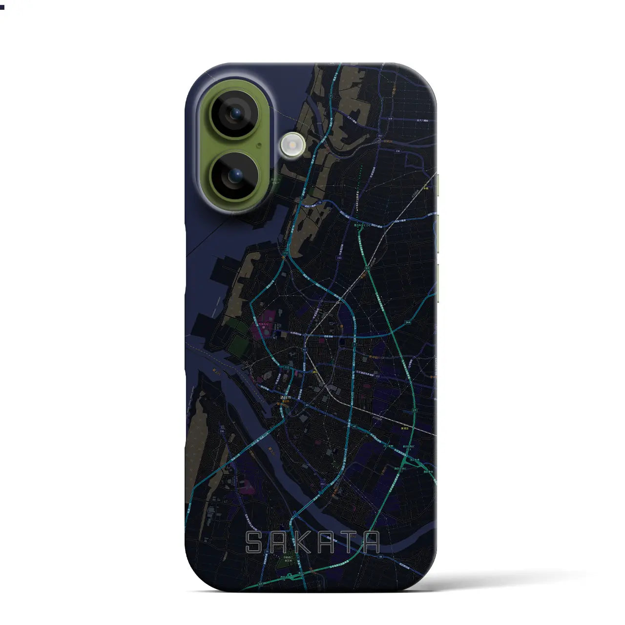 【酒田（山形県）】地図柄iPhoneケース（バックカバータイプ）