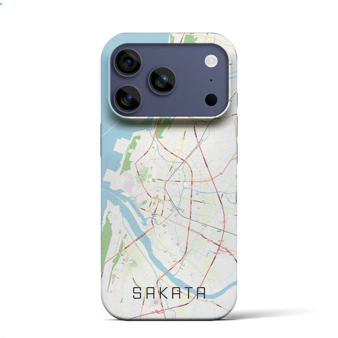 【酒田(山形県)】地図柄iPhoneケース(バックカバータイプ)ブラック・iPhone 17 Pro Max 用