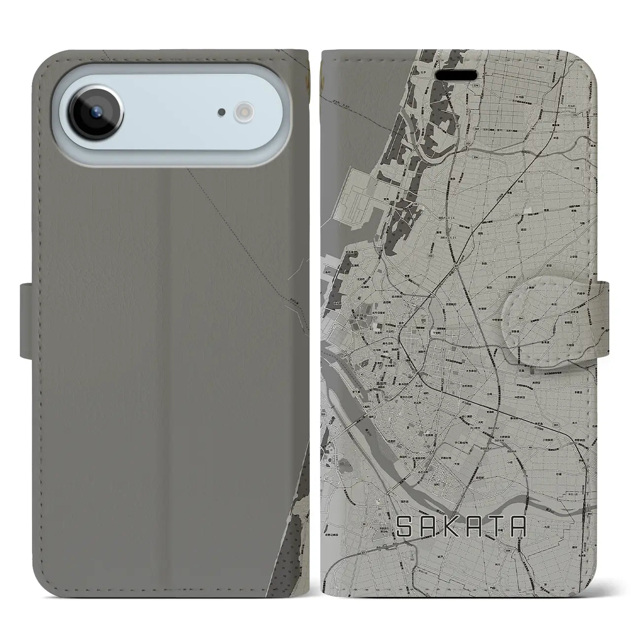 【酒田（山形県）】地図柄iPhoneケース（手帳タイプ）