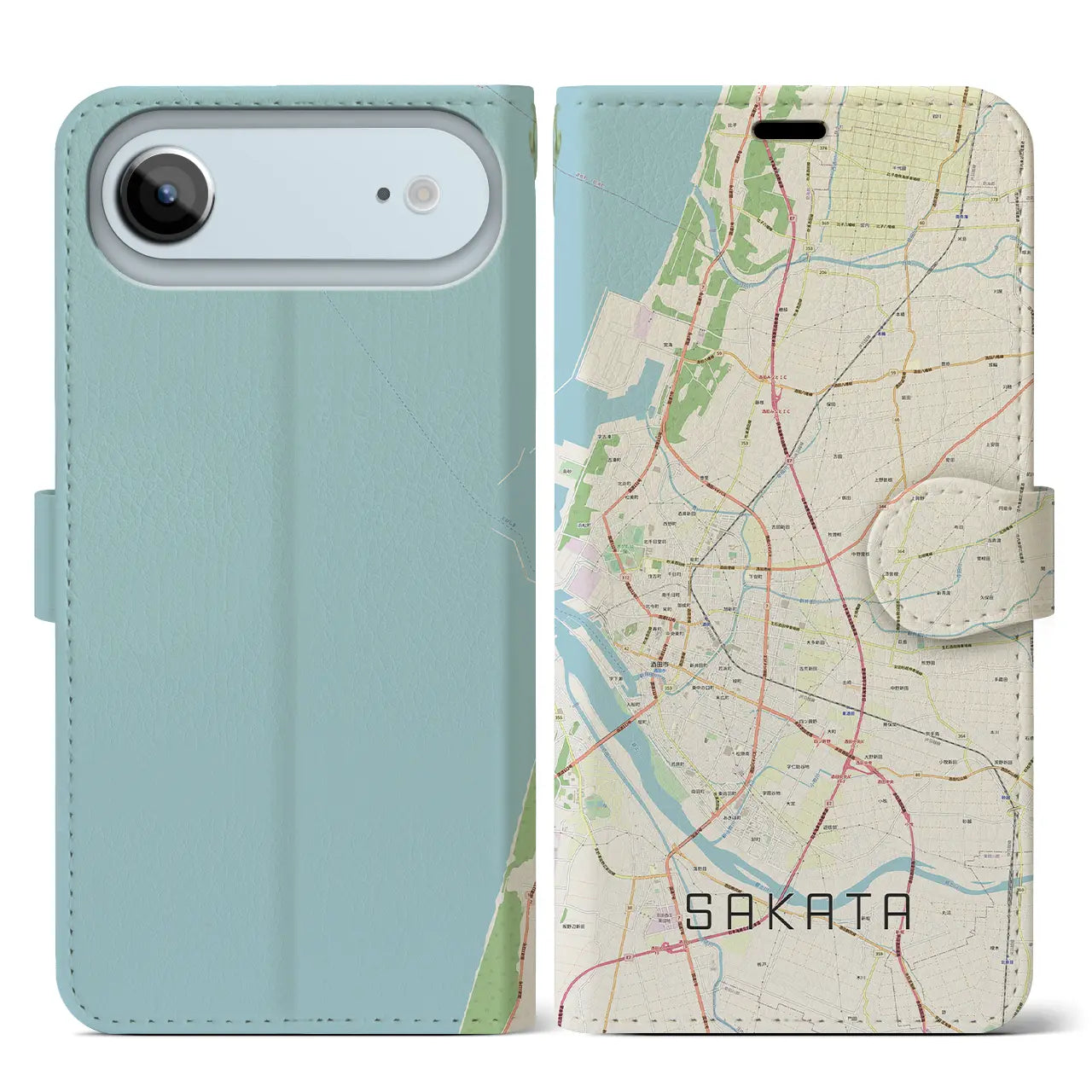 【酒田（山形県）】地図柄iPhoneケース（手帳タイプ）