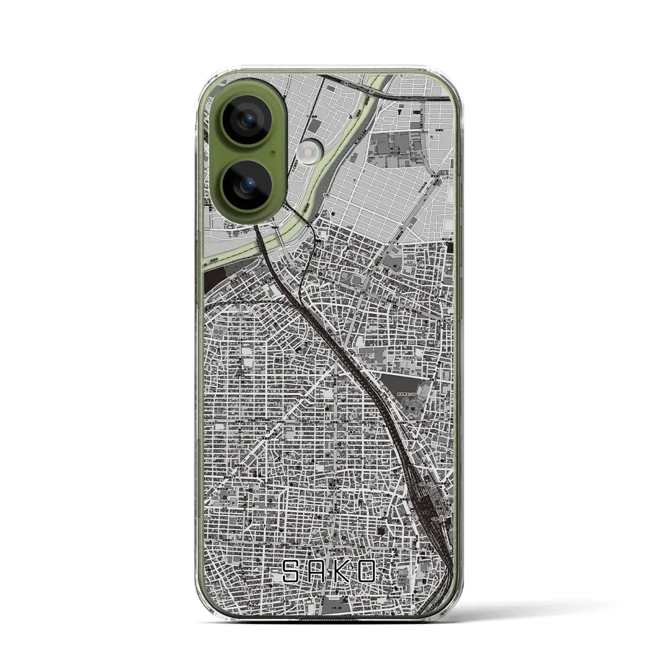 【栄生（愛知県）】地図柄iPhoneケース（クリアタイプ）モノトーン・iPhone 17 Pro Max 用
