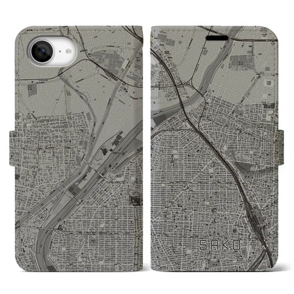 【栄生（愛知県）】地図柄iPhoneケース（手帳タイプ）