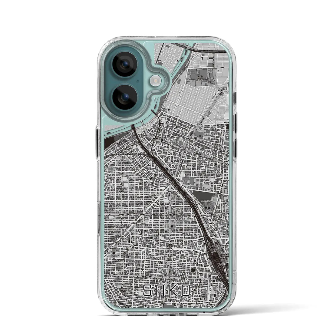 【栄生（愛知県）】地図柄iPhoneケース（MagSafeタイプ）モノトーン・iPhone 16 Pro 用