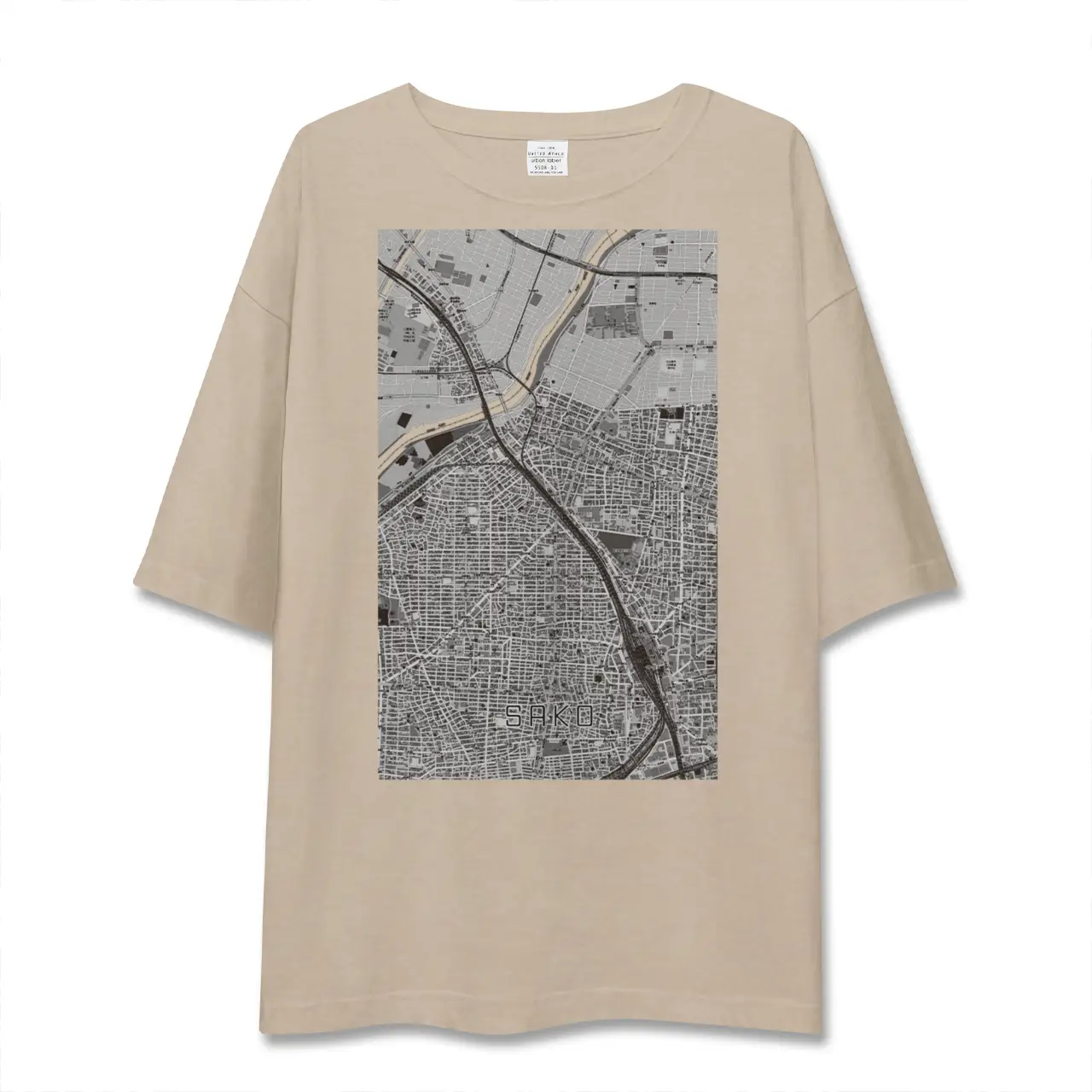 【栄生（愛知県）】地図柄ビッグシルエットTシャツ