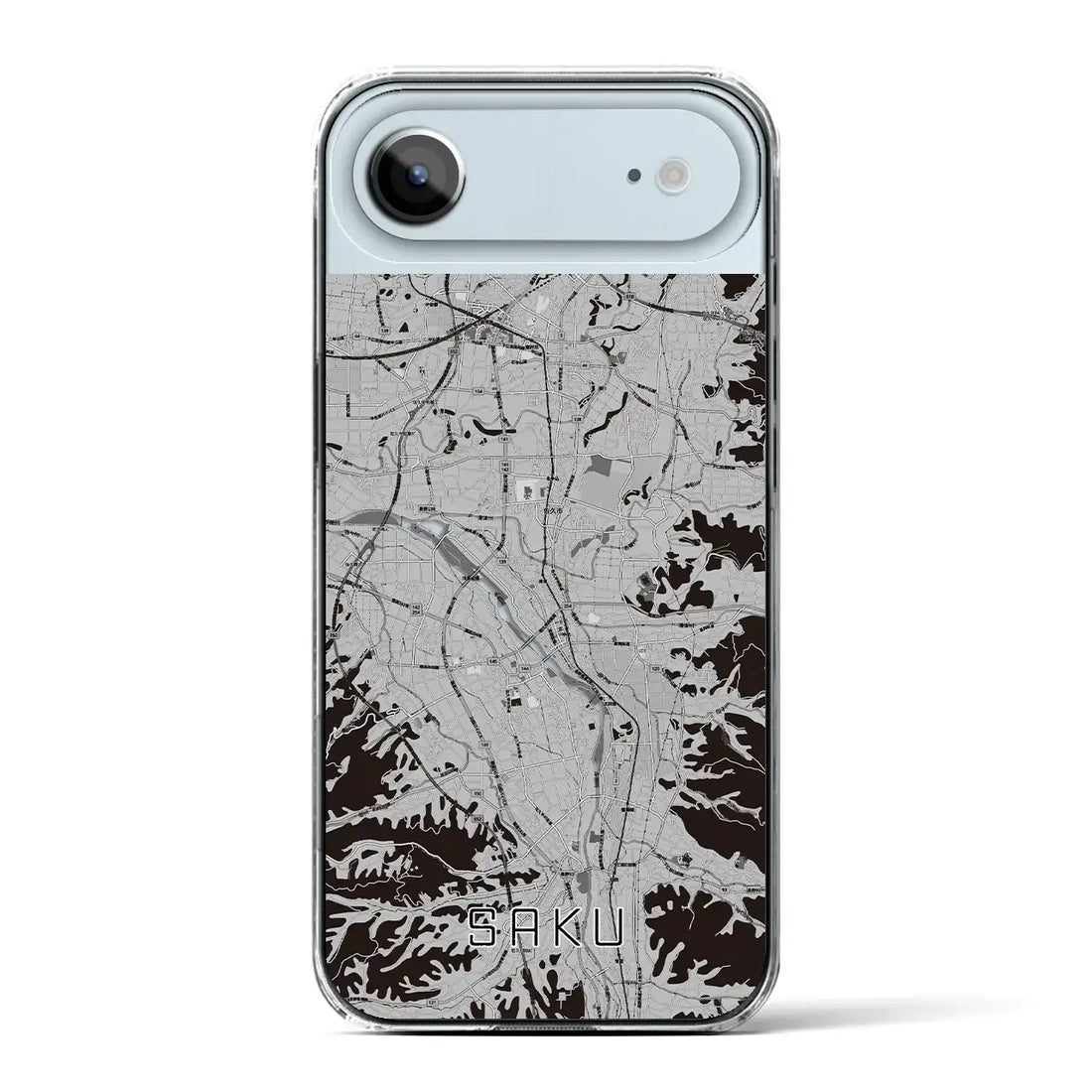 【佐久(長野県)】地図柄iPhoneケース(クリアタイプ)モノトーン・iPhone 17 Pro Max 用