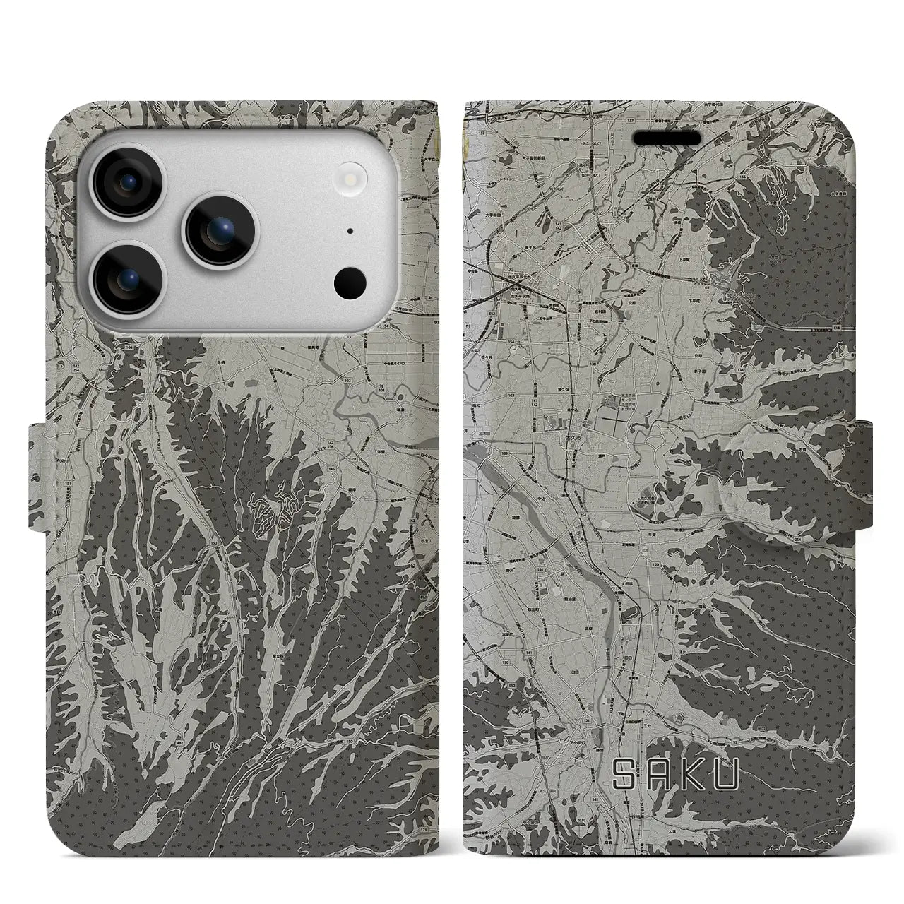 【佐久（長野県）】地図柄iPhoneケース（手帳タイプ）