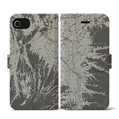 【佐久（長野県）】地図柄iPhoneケース（手帳タイプ）モノトーン・iPhone SE（第3 / 第2世代） / 8 / 7 / 6s / 6 用