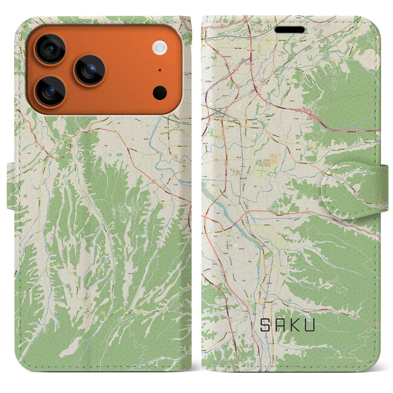 【佐久（長野県）】地図柄iPhoneケース（手帳タイプ）