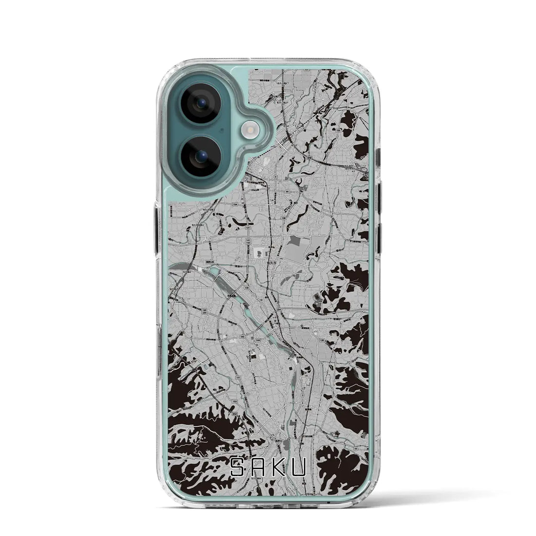 【佐久（長野県）】地図柄iPhoneケース（MagSafeタイプ）モノトーン・iPhone 16 Pro 用