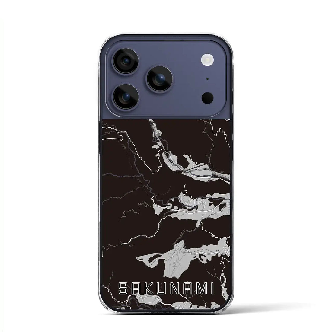 【作並（宮城県）】地図柄iPhoneケース（クリアタイプ）モノトーン・iPhone 17 Pro Max 用