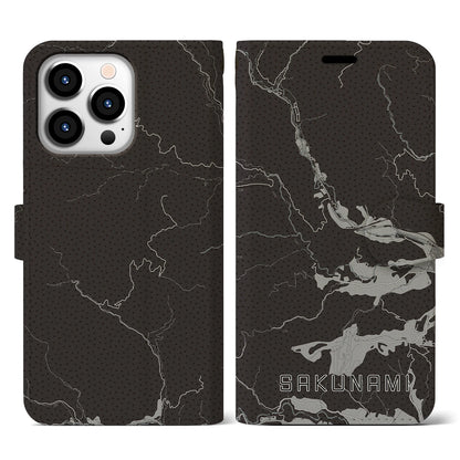 【作並（宮城県）】地図柄iPhoneケース（手帳タイプ）モノトーン・iPhone 13 Pro 用
