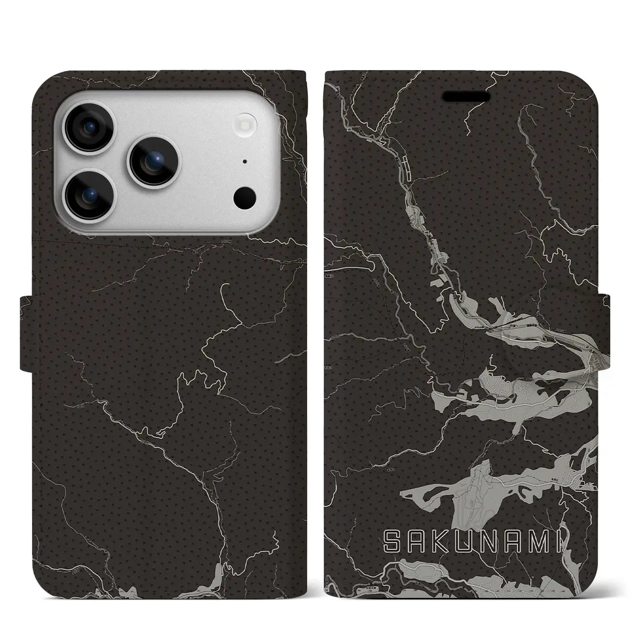 【作並（宮城県）】地図柄iPhoneケース（手帳タイプ）