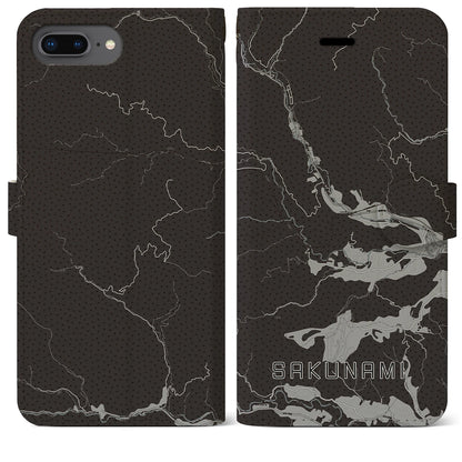 【作並（宮城県）】地図柄iPhoneケース（手帳タイプ）モノトーン・iPhone 8Plus /7Plus / 6sPlus / 6Plus 用