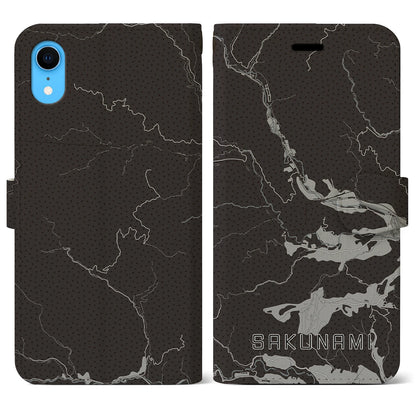 【作並（宮城県）】地図柄iPhoneケース（手帳タイプ）モノトーン・iPhone XR 用