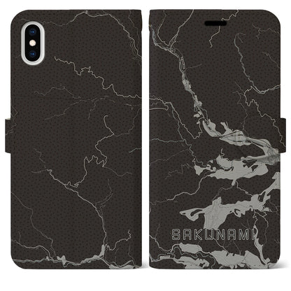 【作並（宮城県）】地図柄iPhoneケース（手帳タイプ）モノトーン・iPhone XS Max 用