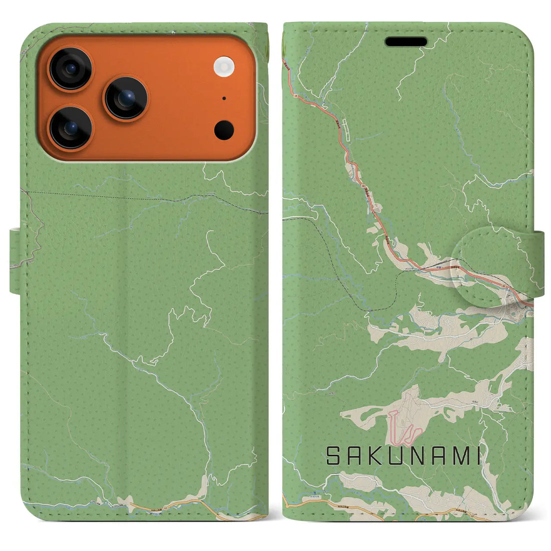 【作並（宮城県）】地図柄iPhoneケース（手帳タイプ）ナチュラル・iPhone 17 Pro Max 用