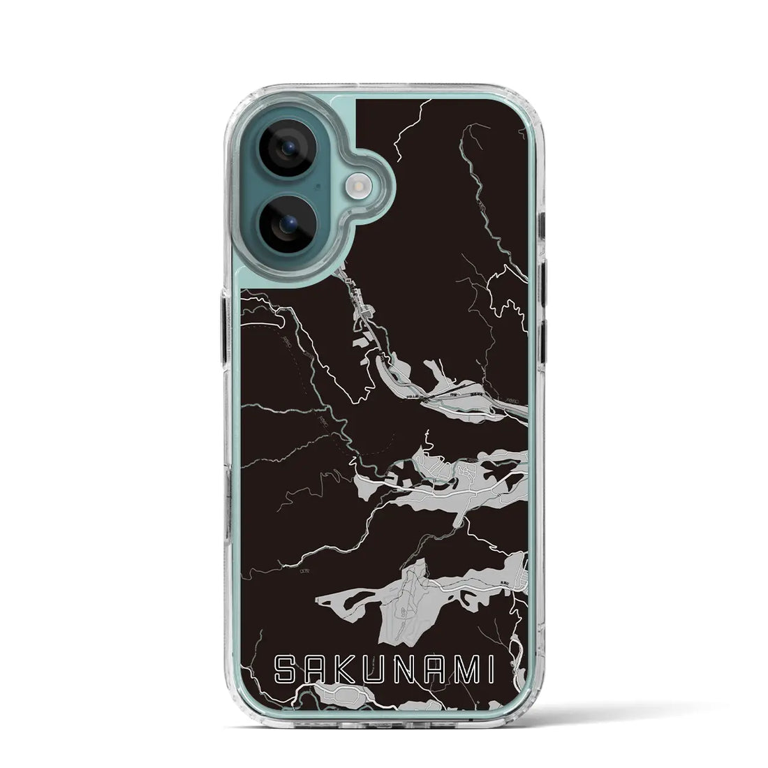 【作並(宮城県)】地図柄iPhoneケース(MagSafeタイプ)モノトーン・iPhone 16 Pro 用