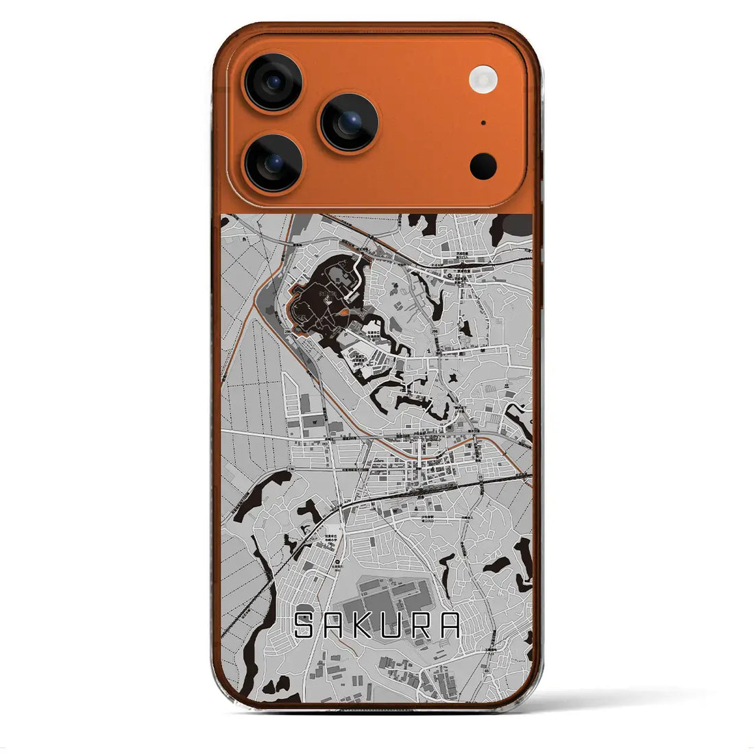 【佐倉(千葉県)】地図柄iPhoneケース(クリアタイプ)モノトーン・iPhone 17 Pro Max 用