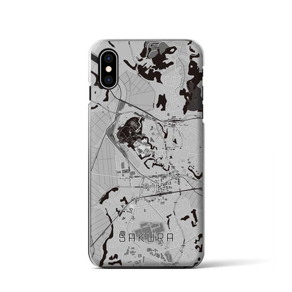 【佐倉（千葉県）】地図柄iPhoneケース（クリアタイプ）モノトーン・iPhone XS / X 用