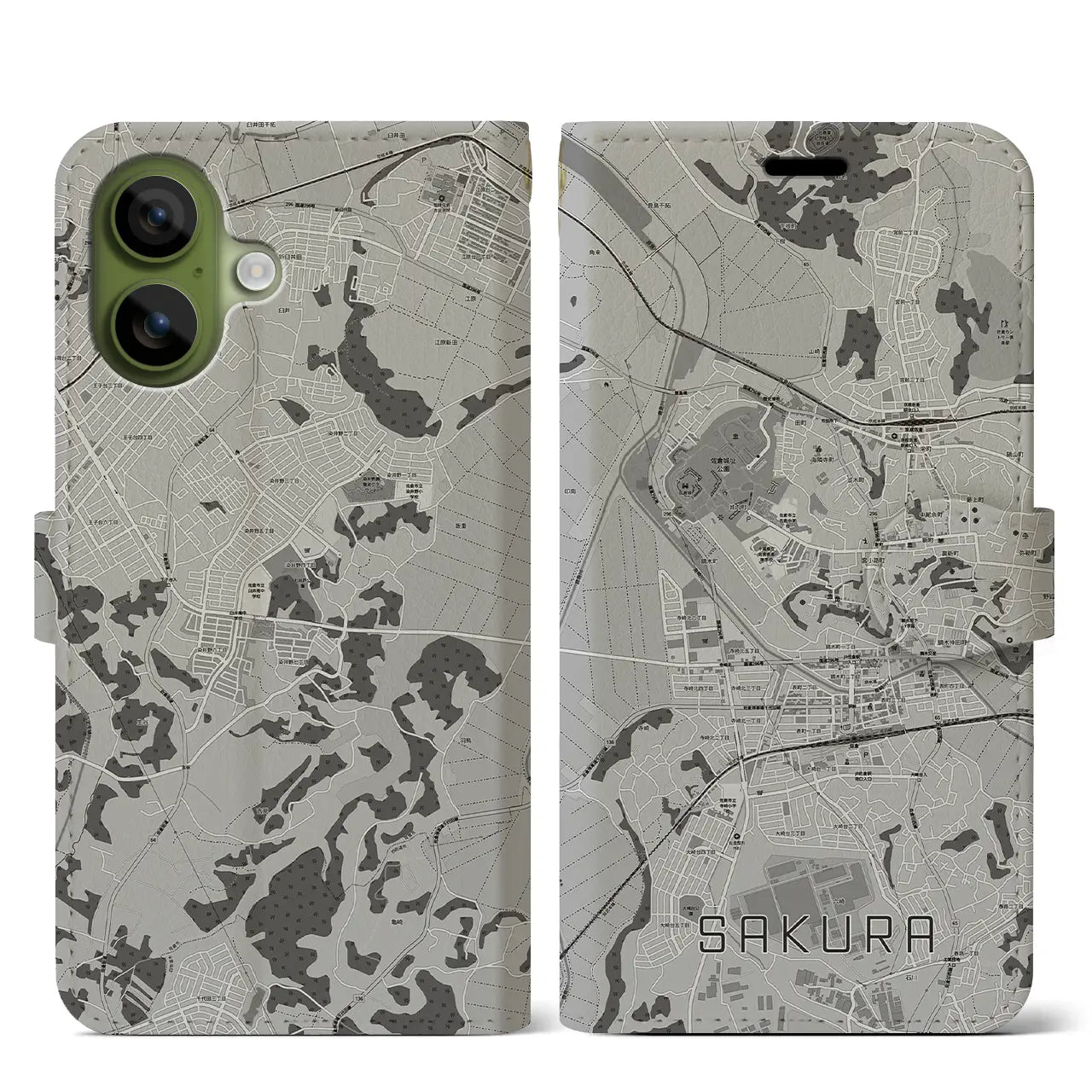 【佐倉（千葉県）】地図柄iPhoneケース（手帳タイプ）