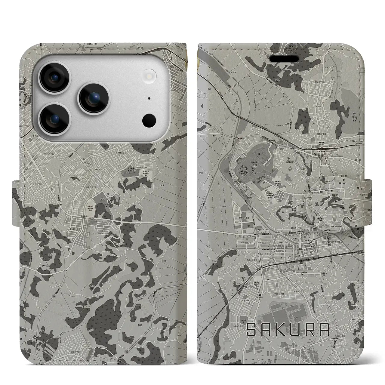 【佐倉（千葉県）】地図柄iPhoneケース（手帳タイプ）