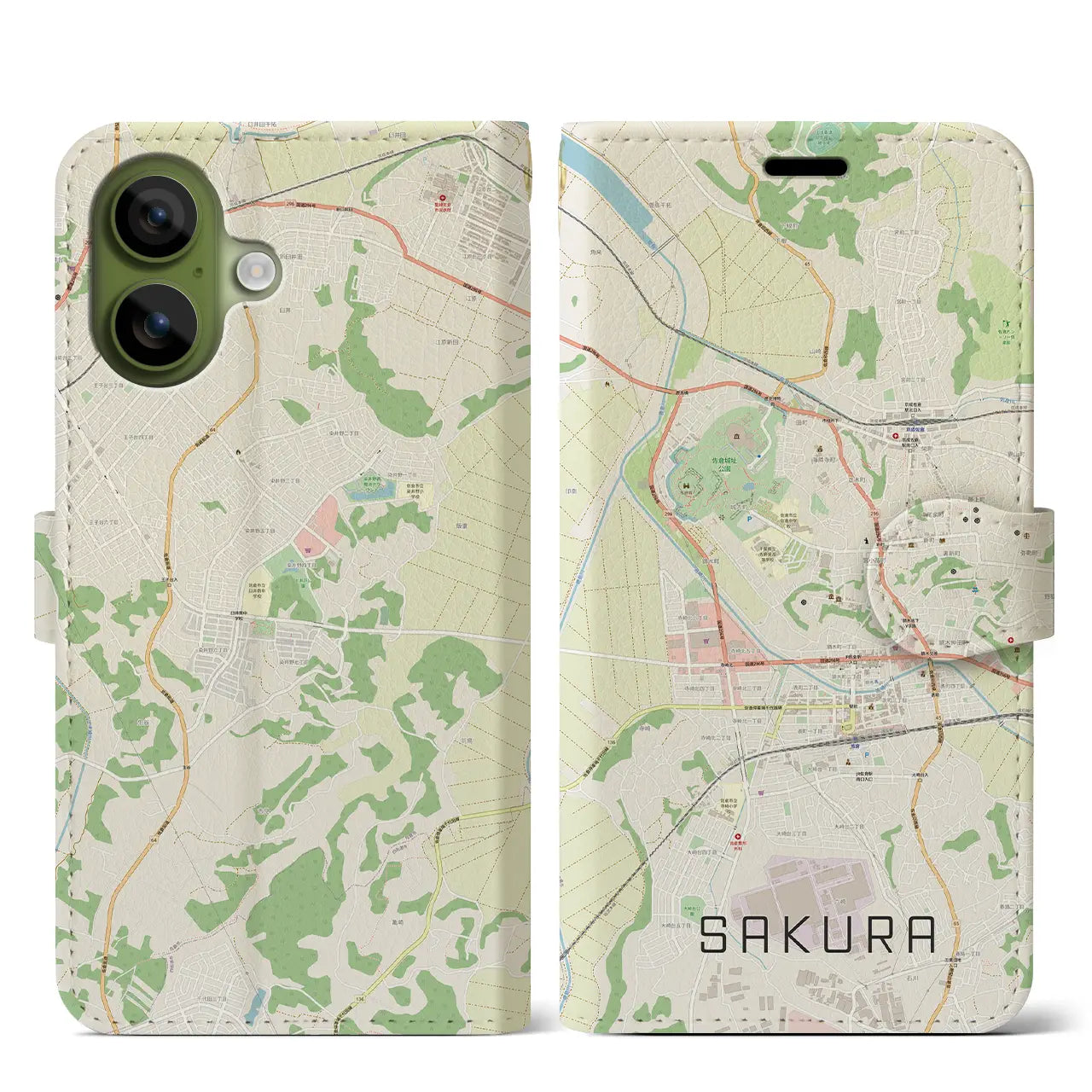 【佐倉（千葉県）】地図柄iPhoneケース（手帳タイプ）