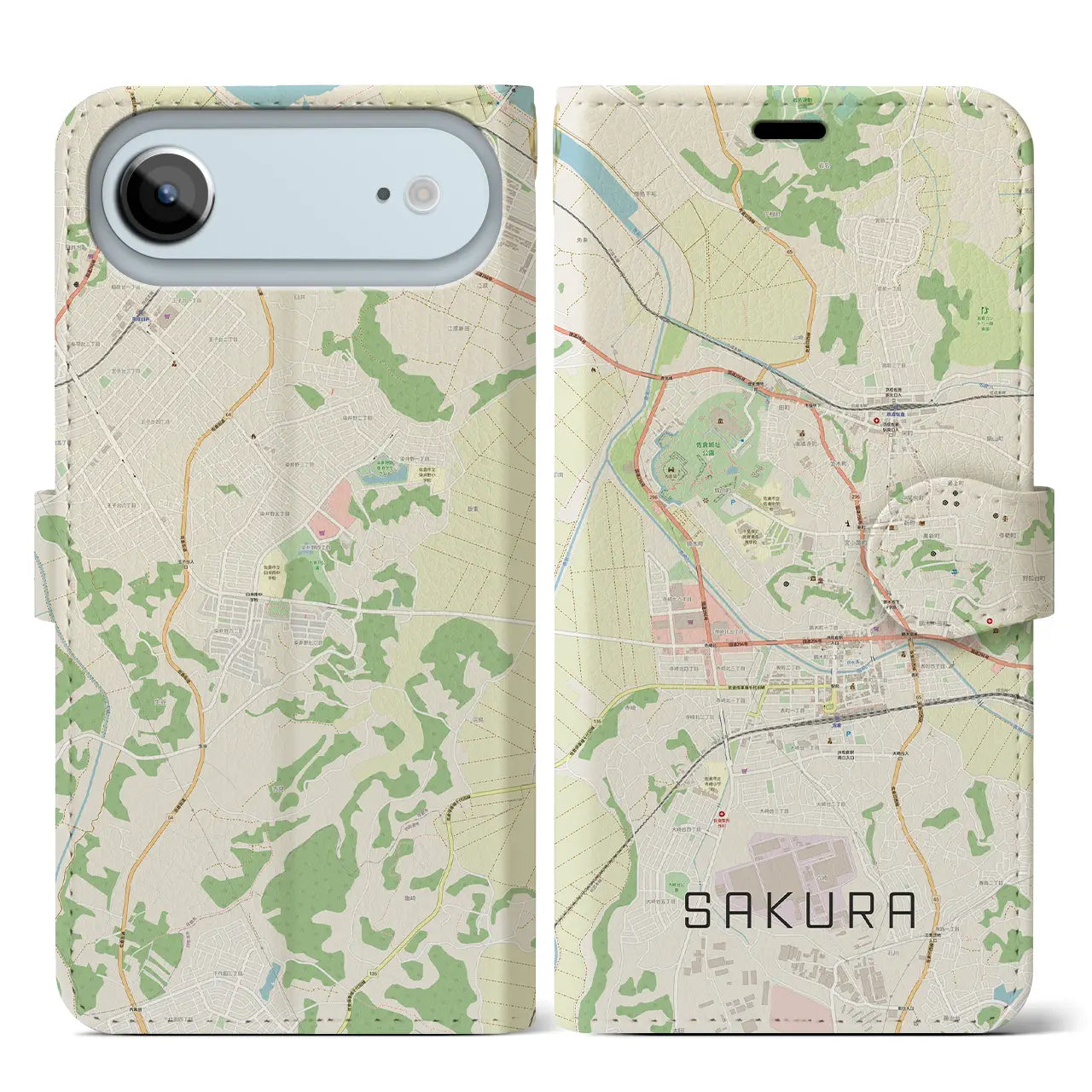 【佐倉（千葉県）】地図柄iPhoneケース（手帳タイプ）