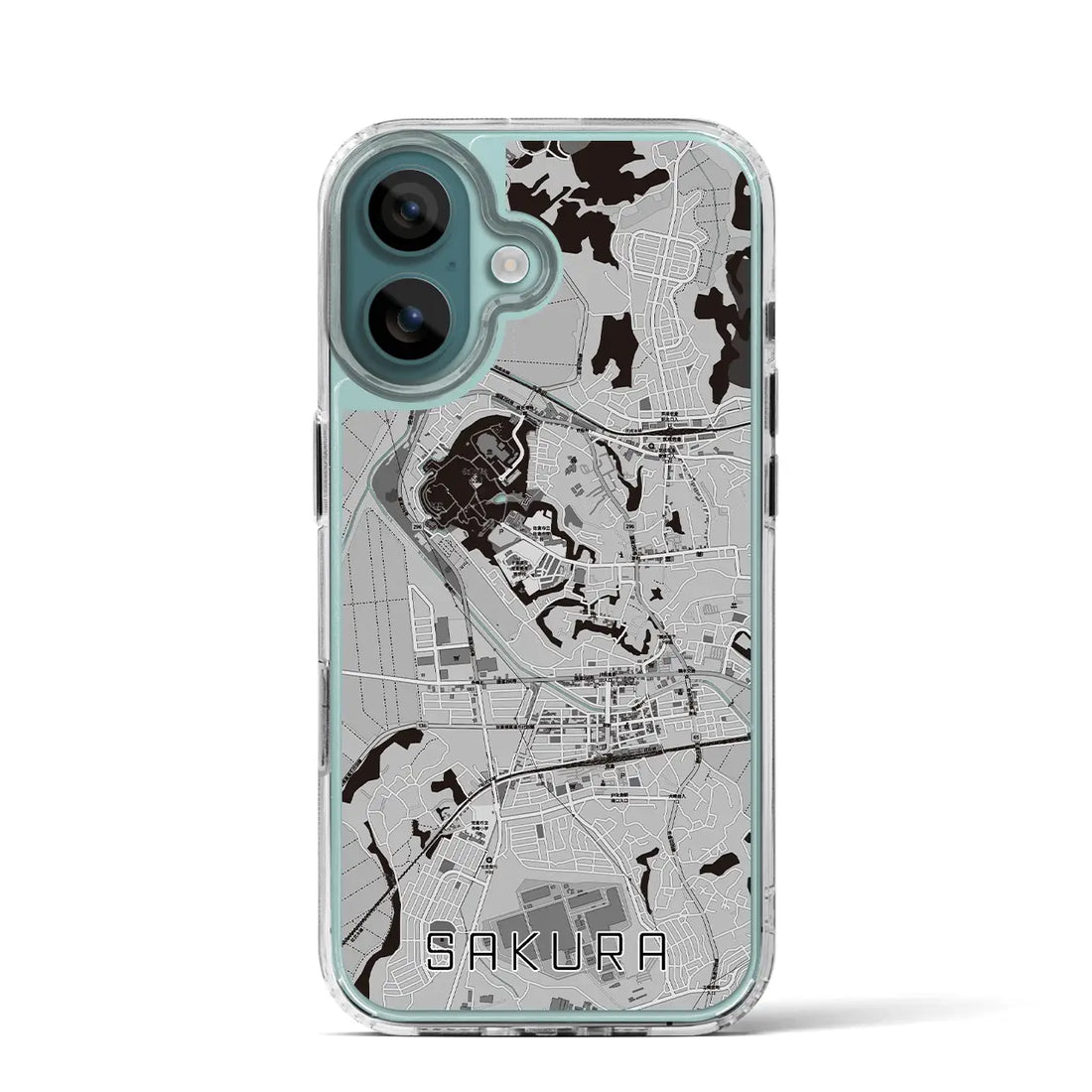 【佐倉(千葉県)】地図柄iPhoneケース(MagSafeタイプ)モノトーン・iPhone 16 Pro 用