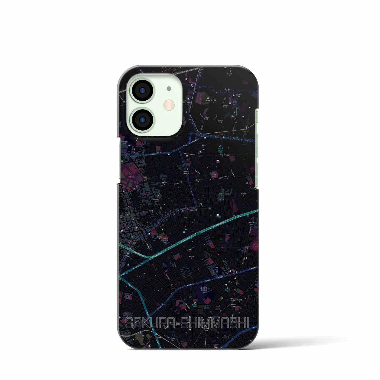 【桜新町（東京都）】地図柄iPhoneケース（バックカバータイプ）