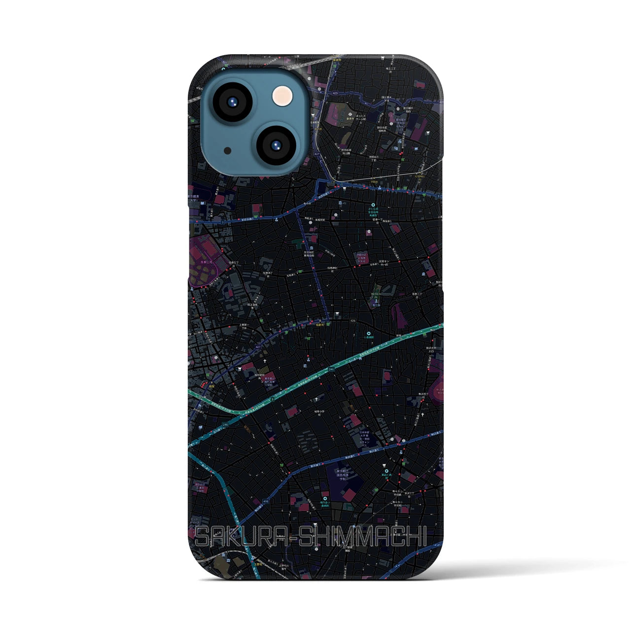 【桜新町（東京都）】地図柄iPhoneケース（バックカバータイプ）