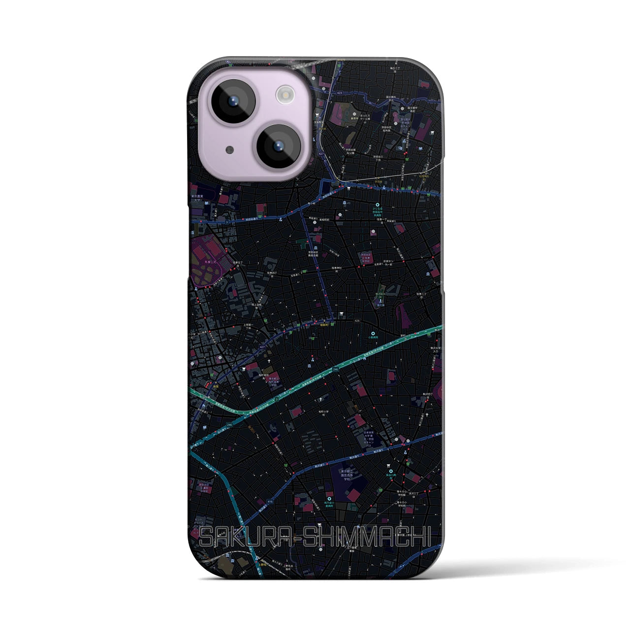 【桜新町（東京都）】地図柄iPhoneケース（バックカバータイプ）