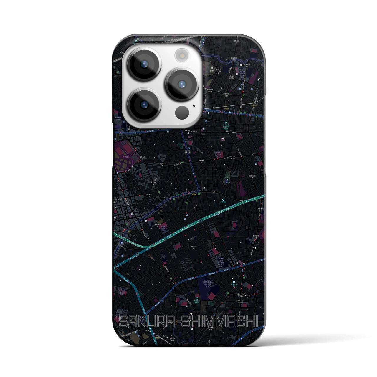 【桜新町（東京都）】地図柄iPhoneケース（バックカバータイプ）