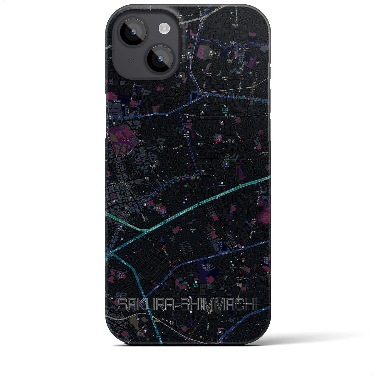 【桜新町（東京都）】地図柄iPhoneケース（バックカバータイプ）