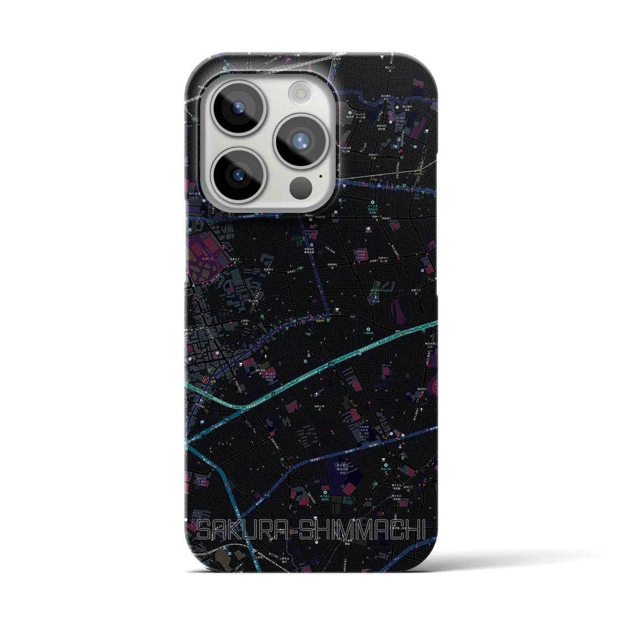 【桜新町（東京都）】地図柄iPhoneケース（バックカバータイプ）