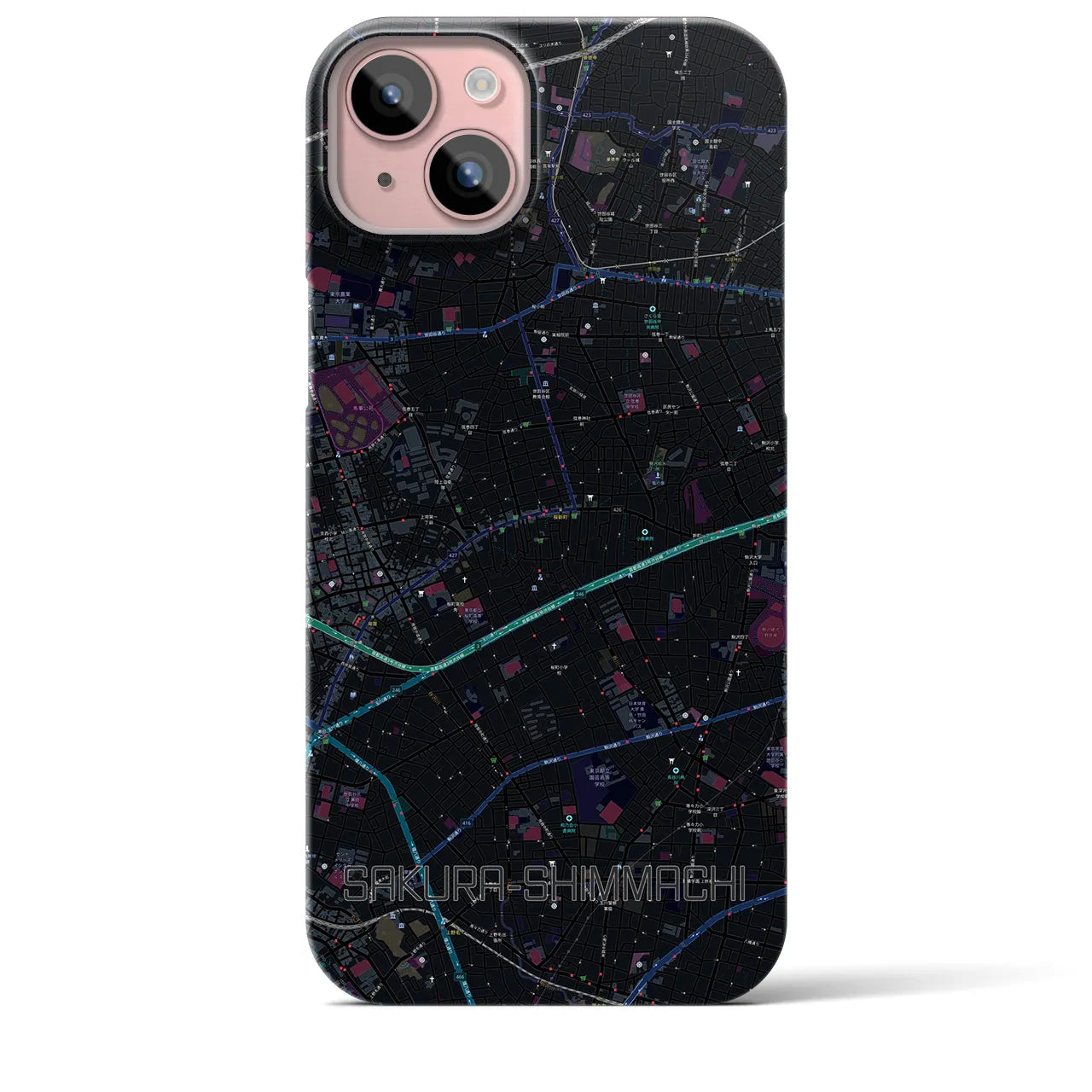 【桜新町（東京都）】地図柄iPhoneケース（バックカバータイプ）