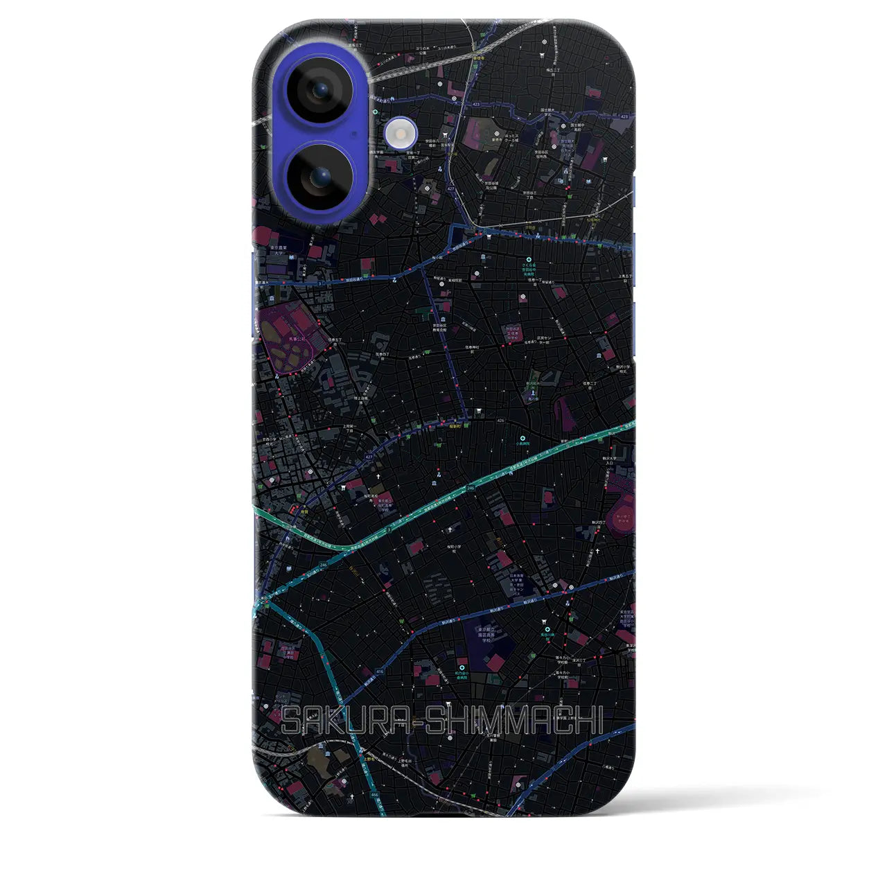 【桜新町（東京都）】地図柄iPhoneケース（バックカバータイプ）