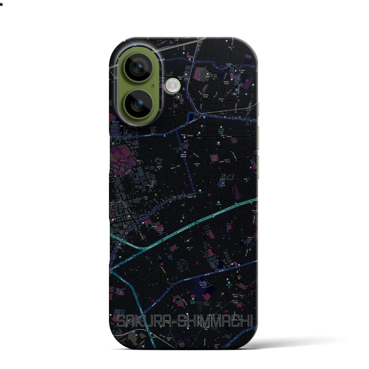 【桜新町（東京都）】地図柄iPhoneケース（バックカバータイプ）