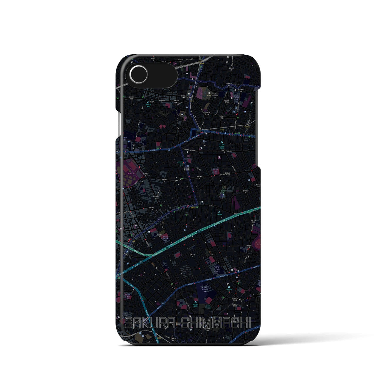 【桜新町（東京都）】地図柄iPhoneケース（バックカバータイプ）