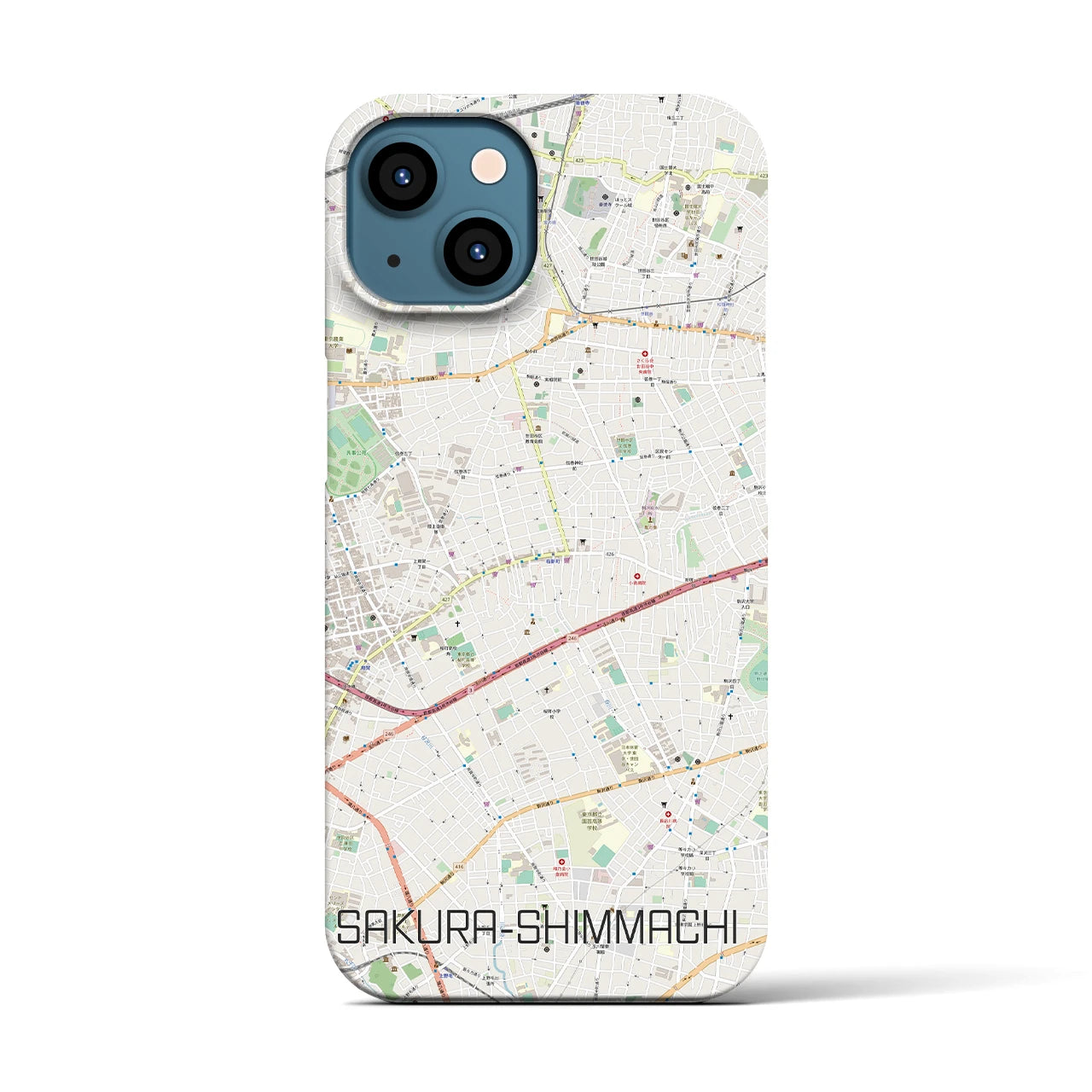 【桜新町（東京都）】地図柄iPhoneケース（バックカバータイプ）