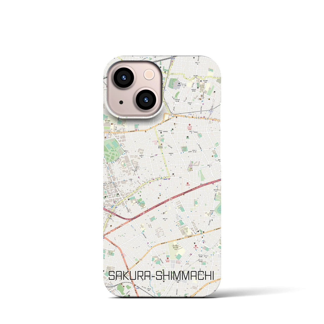 【桜新町（東京都）】地図柄iPhoneケース（バックカバータイプ）