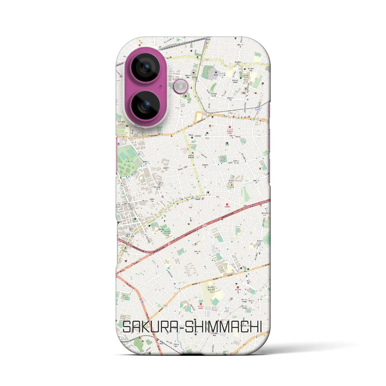 【桜新町（東京都）】地図柄iPhoneケース（バックカバータイプ）