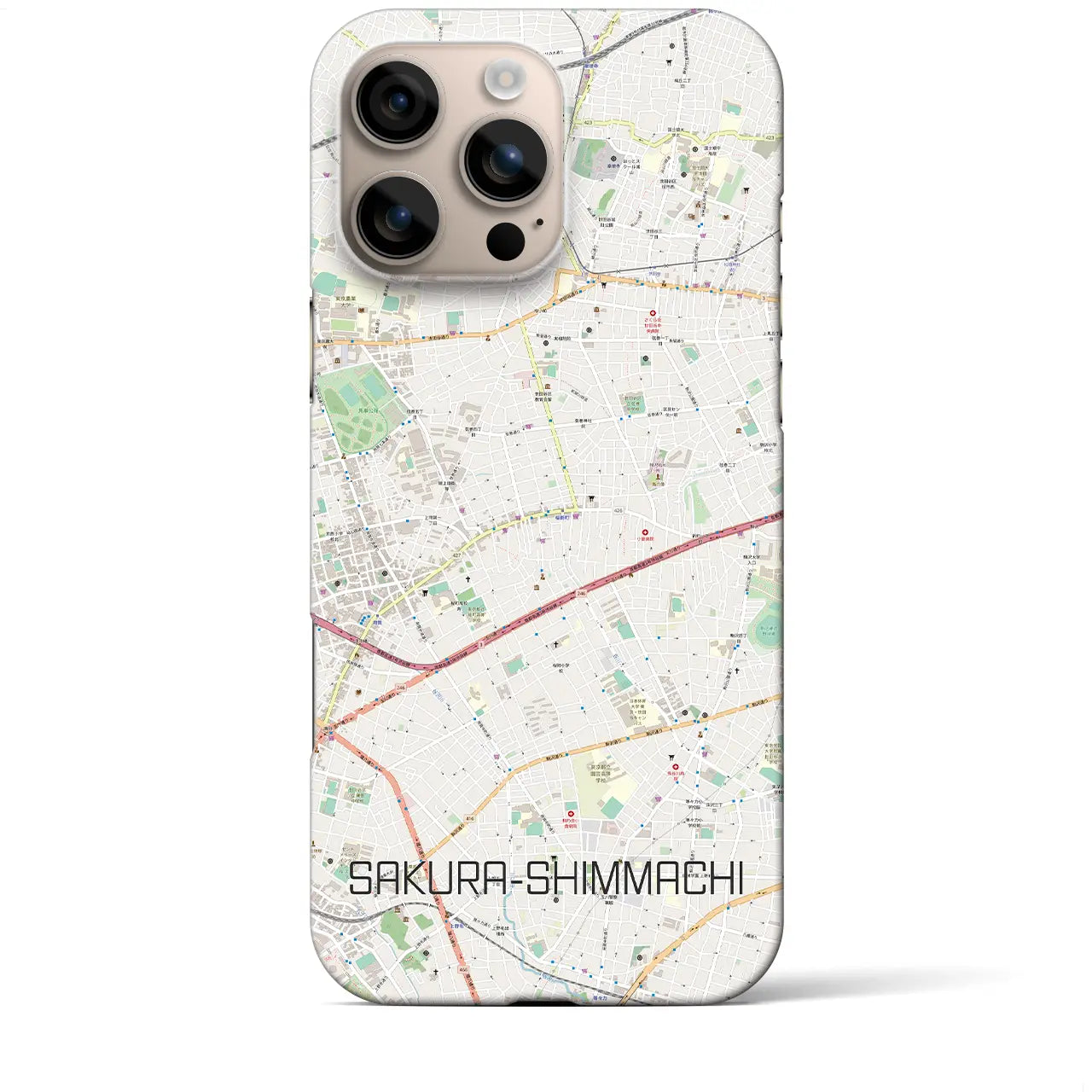 【桜新町（東京都）】地図柄iPhoneケース（バックカバータイプ）