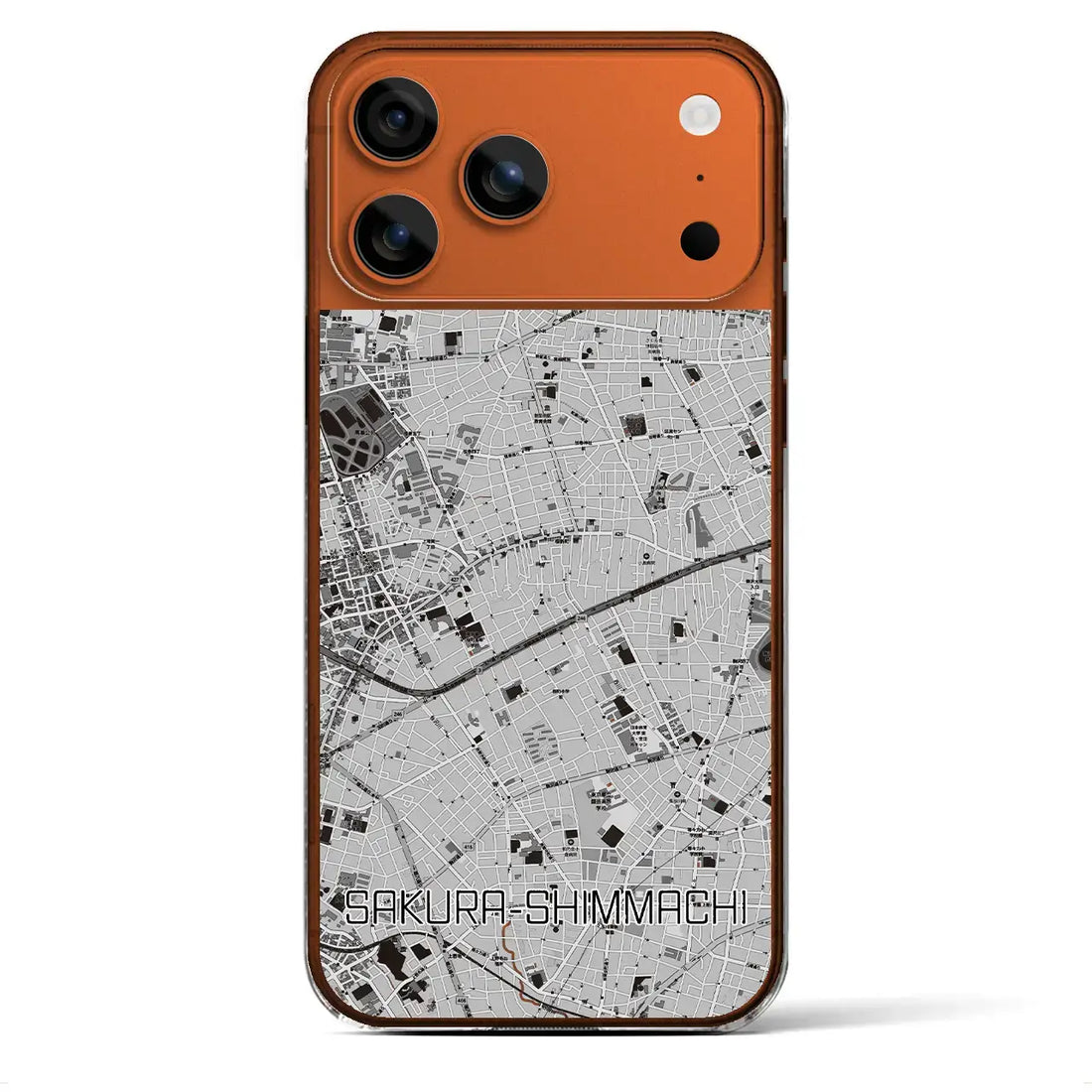 【桜新町(東京都)】地図柄iPhoneケース(クリアタイプ)モノトーン・iPhone 17 Pro Max 用